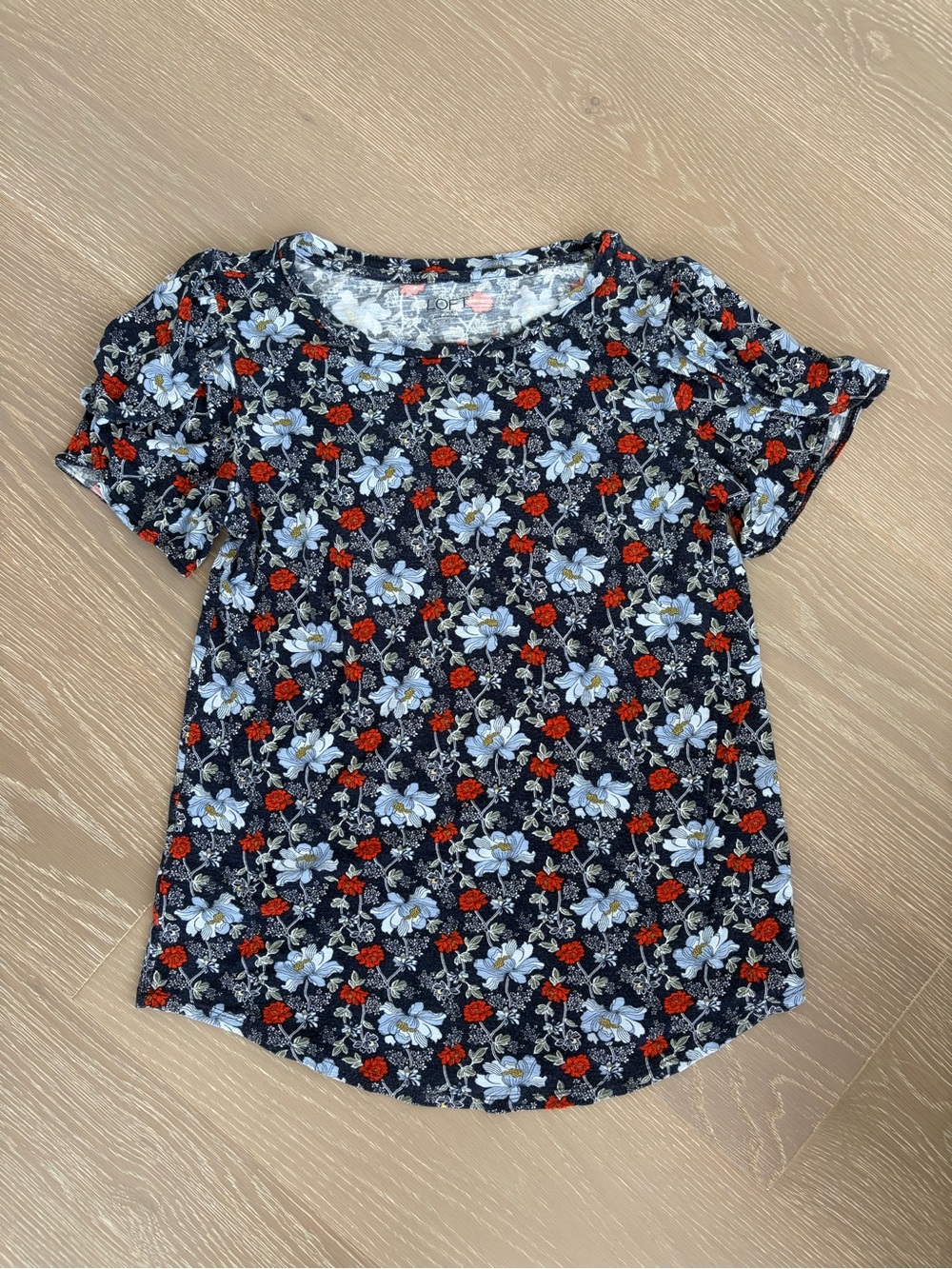 LOFT Floral Flutter Sleeve Tee